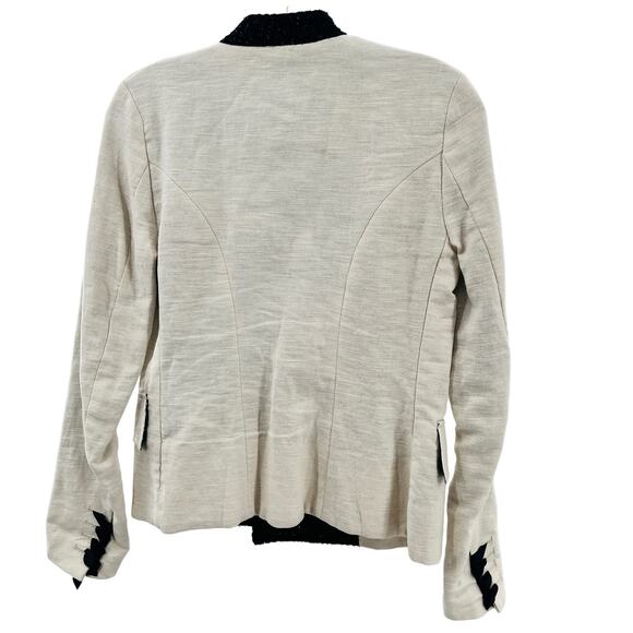Kinder Aggugini for Macy's Cream Linen Military Black Trim Ribbon Cuff Blazer XS - Picture 5 of 12